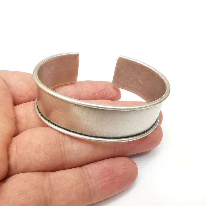 Bracelet Blanks, Cuff Blanks, Adjustable Bracelet Blank, Antique Silver Plated Brass ( 20mm ) G36090