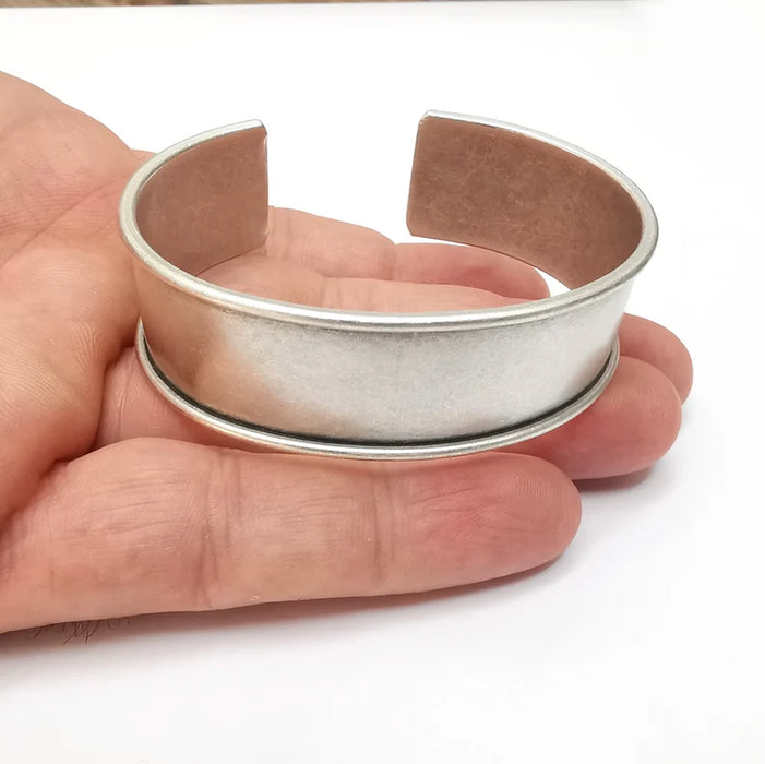 Bracelet Blanks, Cuff Blanks, Adjustable Bracelet Blank, Antique Silver Plated Brass ( 20mm ) G36090