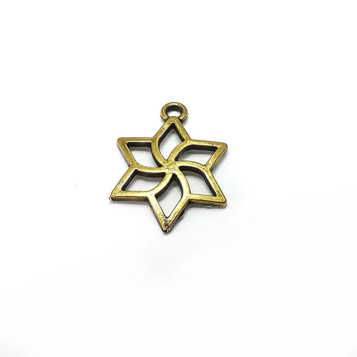 5 Star Charms, Boho Charms, Dangle Earring Charms, Small Charms , Necklace Parts, Antique Bronze Plated 23x17mm G36160