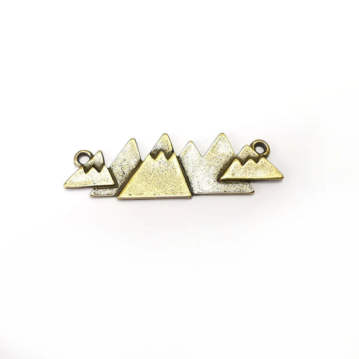 2 Mountains Connector Charms, Bronze Jewelry Parts, Bracelet Component, Antique Bronze Finding, Antique Bronze Plated Metal (45x14mm) G36107