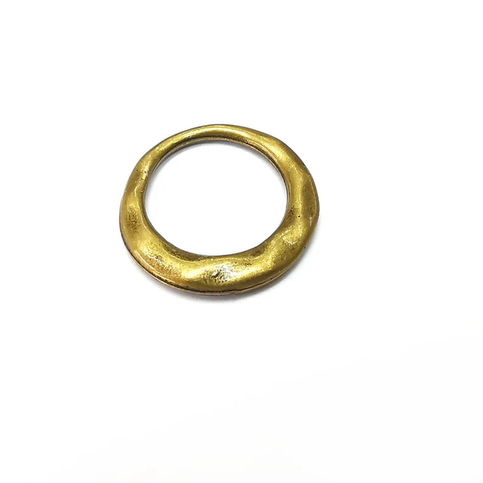 2 Round Frame Connector Charms, Jewelry Parts, Bracelet Component, Antique Bronze Plated Metal Finding (25mm) G36110