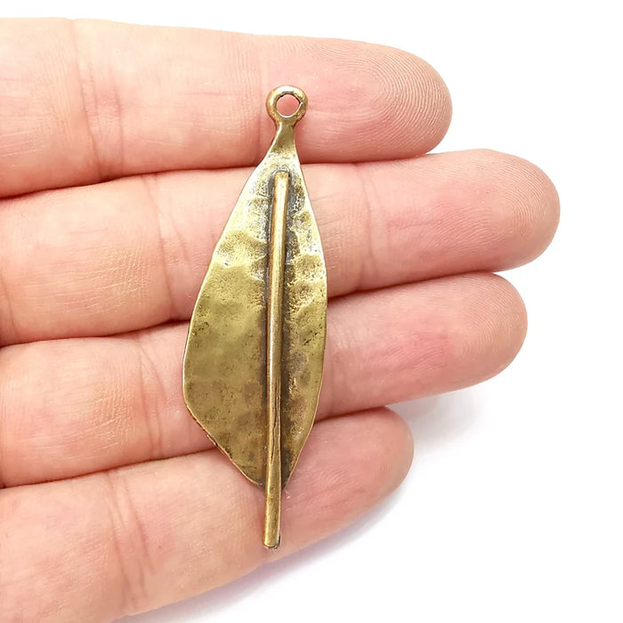 Leaf Charms, Nature Charms, Dangle Charm, DIY Charms, Necklace Parts, Antique Bronze Plated 60x18mm G36122