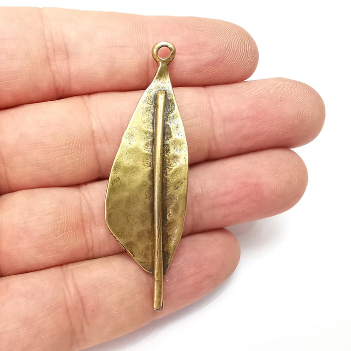 Leaf Charms, Nature Charms, Dangle Charm, DIY Charms, Necklace Parts, Antique Bronze Plated 60x18mm G36122