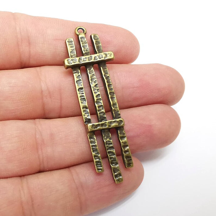 Hammered Sticks Charms, Boho Charms, Dangle Charm, DIY Charms, Earring Charm, Necklace Parts, Antique Bronze Plated 59x18mm G36188