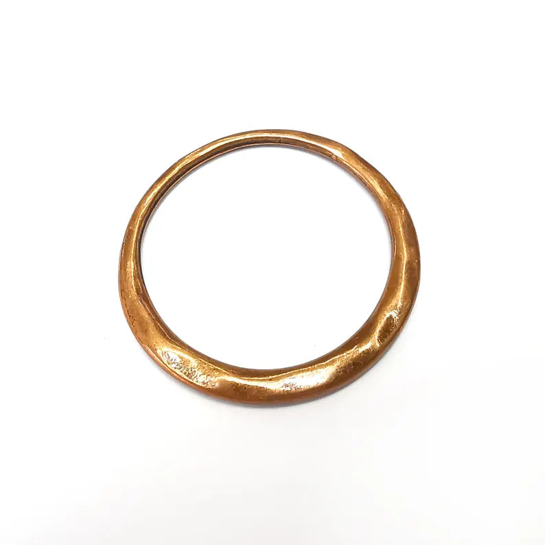 Copper Hoops Charms, Baroque Charms, Ethnic Earring Charms, Copper Rustic Pendant, Necklace Parts, Antique Copper Plated 46mm G36206