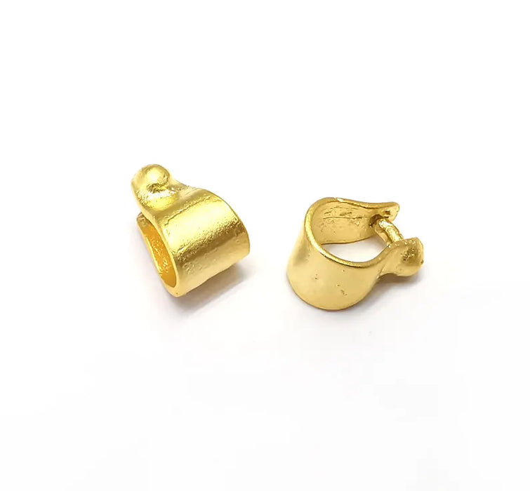 Riveted Shape Bails, Connector Beads, Hoop Connector, Findings, Gold Plated Brass (13mm) G36213