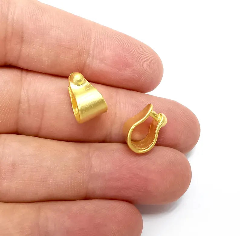 Riveted Shape Bails, Connector Beads, Hoop Connector, Findings, Gold Plated Brass (13mm) G36213