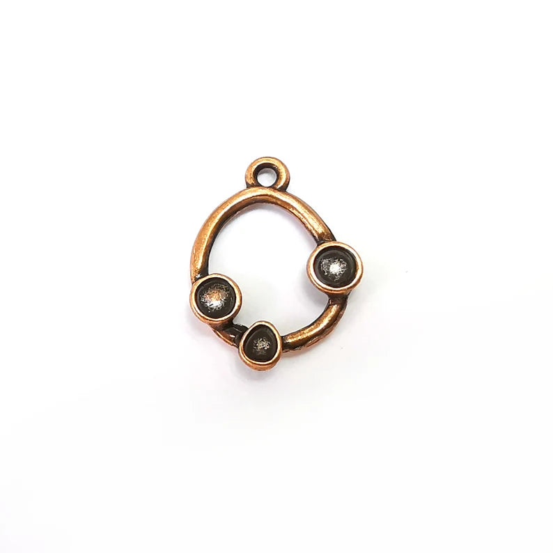 5 Copper Charms, Boho Charms, Dangle Charms, Earring Charms, Rustic Charms, Necklace Parts, Antique Copper Plated 22x16mm G36135
