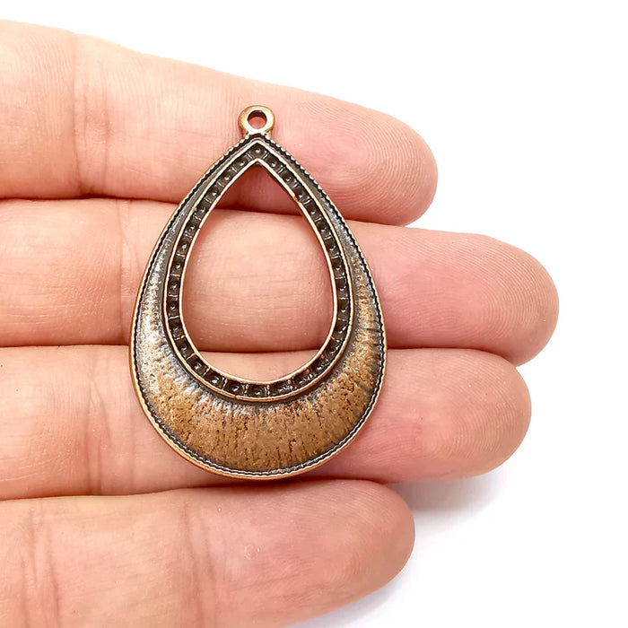 Drop Charms, Middle Hole Boho Charms, Dangle Charm, DIY Charms, Earring Charm, Teardrop Necklace Parts, Antique Copper Plated 48x32mm G36136