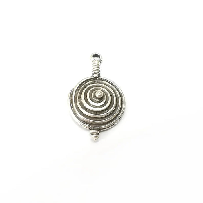 Silver Swirl Charms, Boho Charms, Rustic Charms, Earring Charms, Silver Pendant, Necklace Parts, Antique Silver Plated 35x21mm G36232