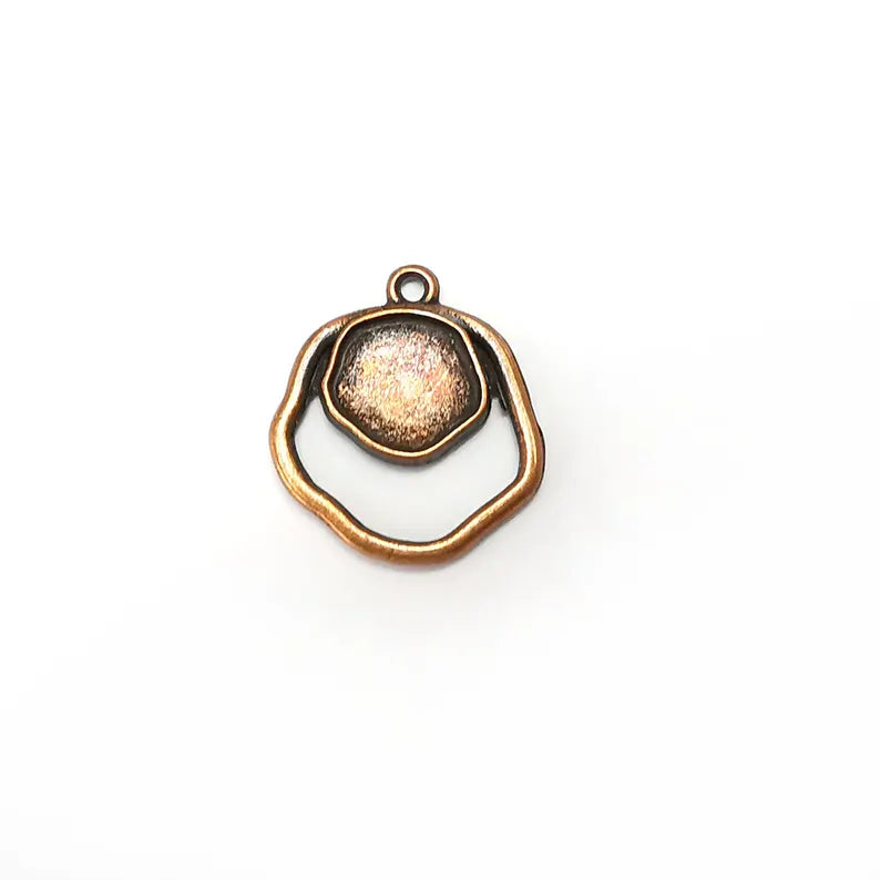 2 Copper Charms, Boho Charms, Dangle Charms, Earring Charms, Rustic Charms, Necklace Parts, Antique Copper Plated 23x20mm G36155