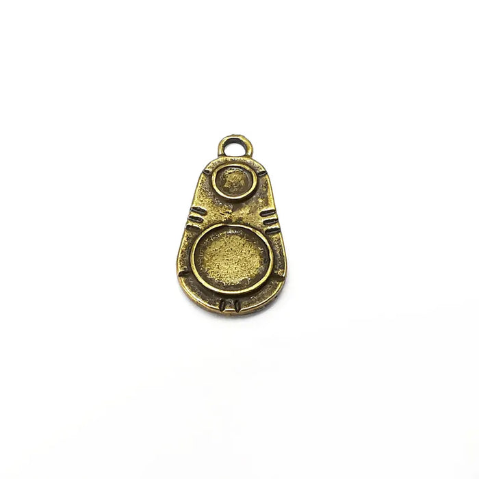 2 Bronze Charms, Blank Charms, Ethnic Earring Charms, Bronze Rustic Pendant, Necklace Parts, Antique Bronze Plated 24x12mm (8-4mm) G36156