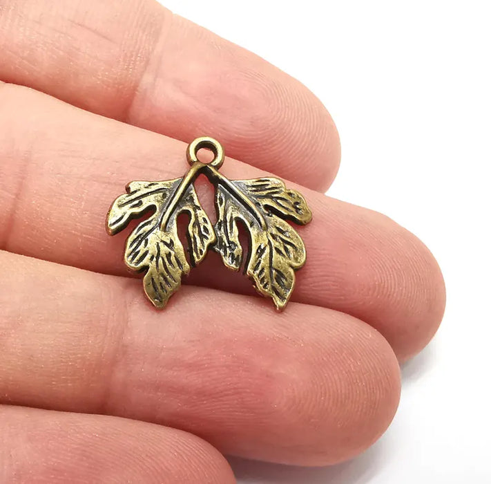 Leaf Charms, Branch Charm, Leaves Charm, Tree Charms, Tree Dangle, Earring Parts, Antique Bronze Plated 22x20mm G36159