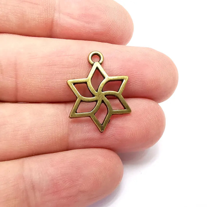 5 Star Charms, Boho Charms, Dangle Earring Charms, Small Charms , Necklace Parts, Antique Bronze Plated 23x17mm G36160