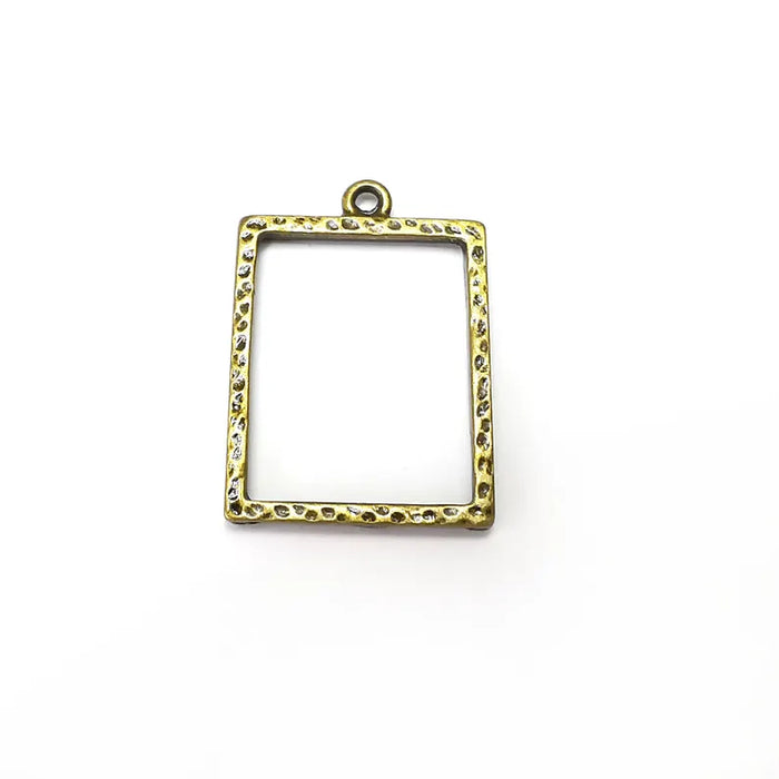 2 Rectangle Frame Connector Charms, Jewelry Parts, Bracelet Component, Antique Bronze Plated Metal Finding (35x25mm) G36165