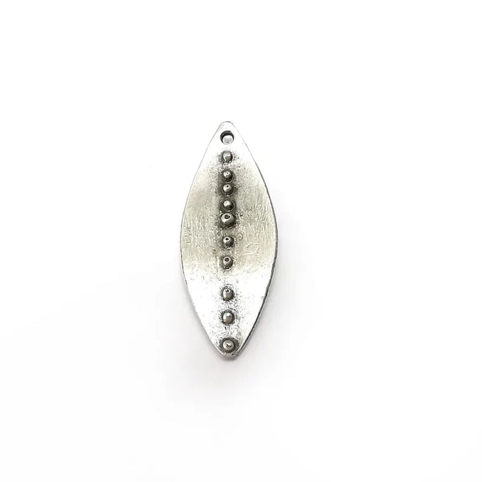 4 Silver Leaf Dangle Charms, Boho Charms, Rustic Charms, Earring Charms, Silver Pendant, Necklace Parts, Antique Silver Plated 33x12mm G36250