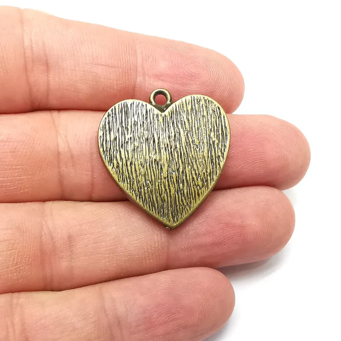 Heart Pendant Blanks, Resin Bezel Bases, Mosaic Mountings, Dry flower Frame, Polymer Clay base, Antique Bronze Plated (25x25mm) G36177