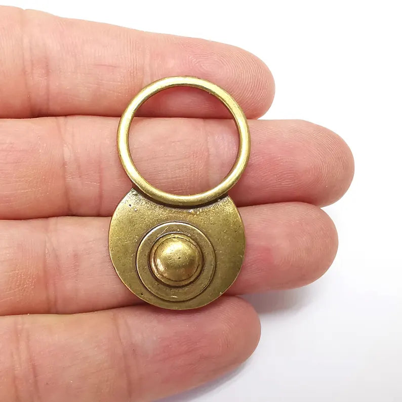 Circle Discs Charms, Boho Charms, Dangle Charm, DIY Charms, Earring Charm, Necklace Parts, Antique Bronze Plated 44x25mm G36189