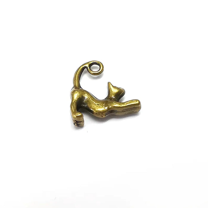 5 Cat Charms, Boho Charms, Dangle Earring Charms, Small Charms , Necklace Parts, Antique Bronze Plated 16mm G36192