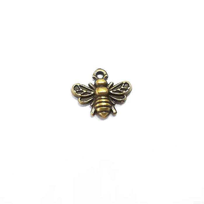 10 Bee Charms, Animal Charms, Dangle Earring Charms, Chain Bracelet Component, Necklace Parts, Antique Bronze Plated 13x11mm G36197