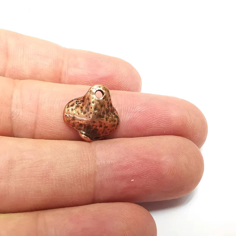 10 Leaf Charms, Curved Charms, Earring Charms, Copper Pendant, Small Charms , Antique Copper Plated Metal 16x15mm G36199