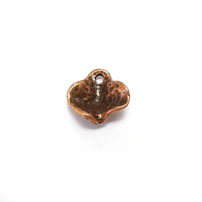 10 Leaf Charms, Curved Charms, Earring Charms, Copper Pendant, Small Charms , Antique Copper Plated Metal 16x15mm G36199