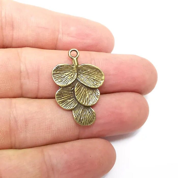 5 Leaf Charms, Branch Charm, Leaves Charm, Tree Charms, Tree Dangle, Earring Parts, Antique Bronze Plated 30x20mm G36207