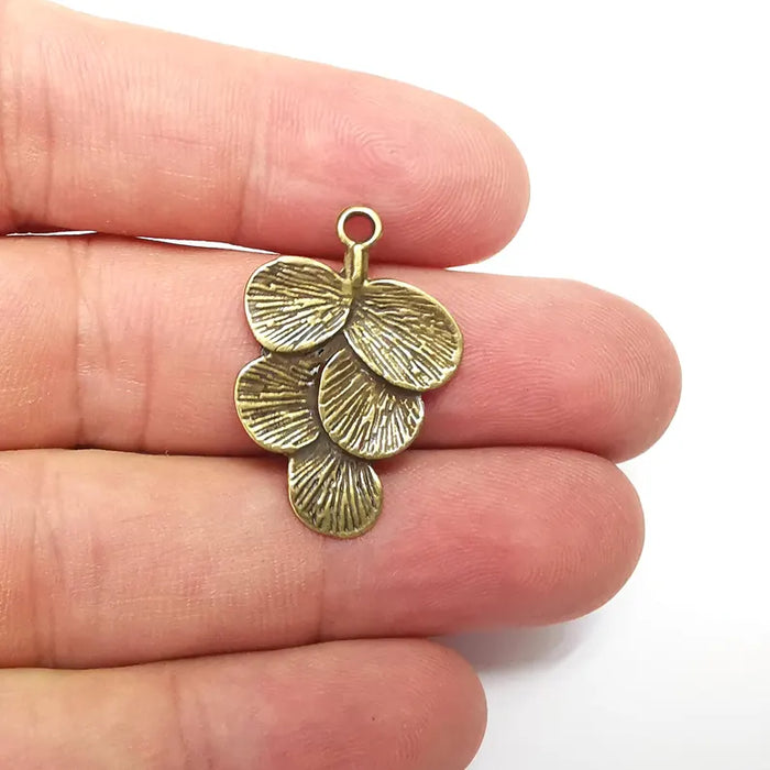 5 Leaf Charms, Branch Charm, Leaves Charm, Tree Charms, Tree Dangle, Earring Parts, Antique Bronze Plated 30x20mm G36207