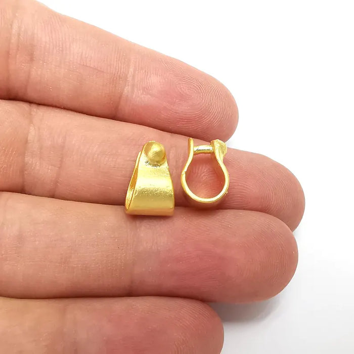 Riveted Shape Bails, Connector Beads, Hoop Connector, Findings, Gold Plated Brass (13mm) G36213