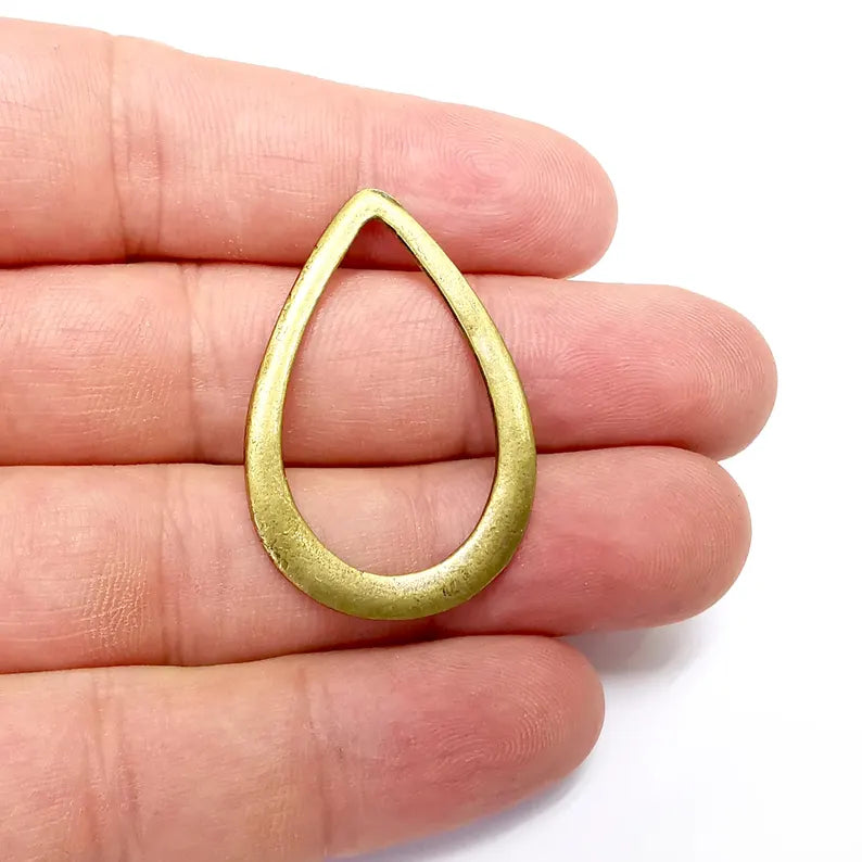 2 Bronze Drop Charms, Boho Charms, Rustic Charms, Earring Findings , Bronze Pendant, Necklace Parts, Antique Bronze Plated 40x27mm G36216