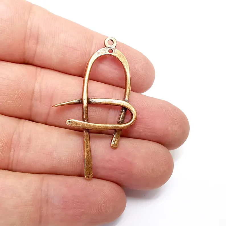 Copper Dangle Charms, Boho Charms, Dangle Charm, DIY Charms, Earring Charm, Necklace Parts, Antique Copper Plated 50x29mm G36219