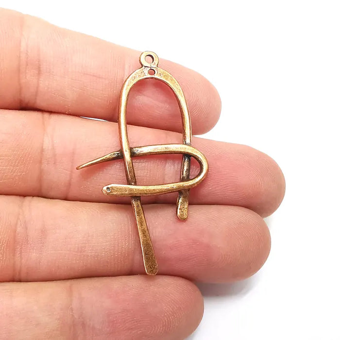 Copper Dangle Charms, Boho Charms, Dangle Charm, DIY Charms, Earring Charm, Necklace Parts, Antique Copper Plated 50x29mm G36219