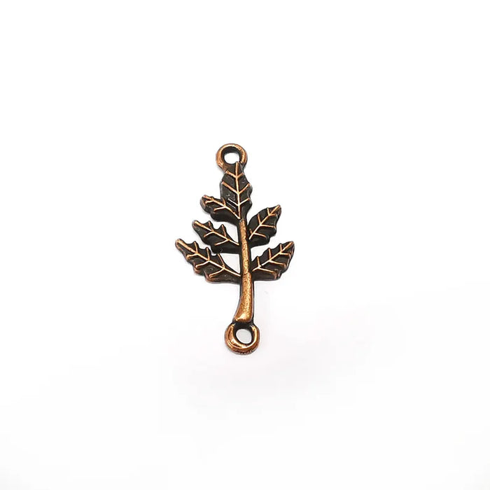 5 Leaf Branch Charms, Nature Connector, Dangle Earring Charms, Small Charms , Necklace Parts, Antique Copper Plated 31x16mm G36221