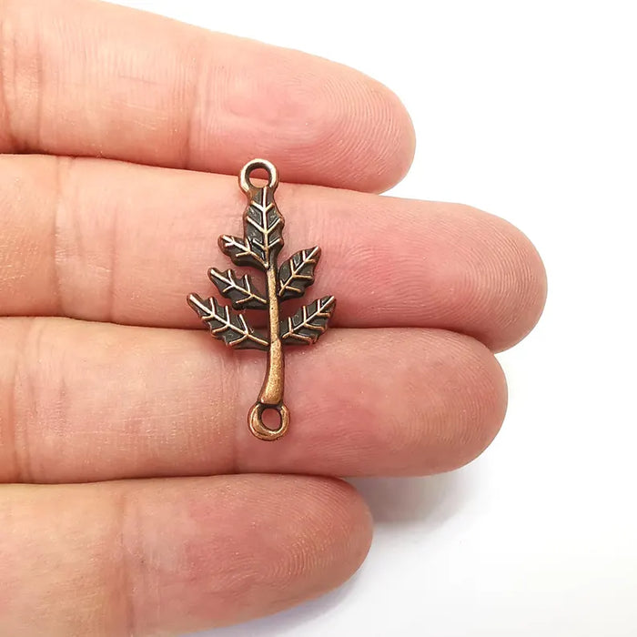 5 Leaf Branch Charms, Nature Connector, Dangle Earring Charms, Small Charms , Necklace Parts, Antique Copper Plated 31x16mm G36221