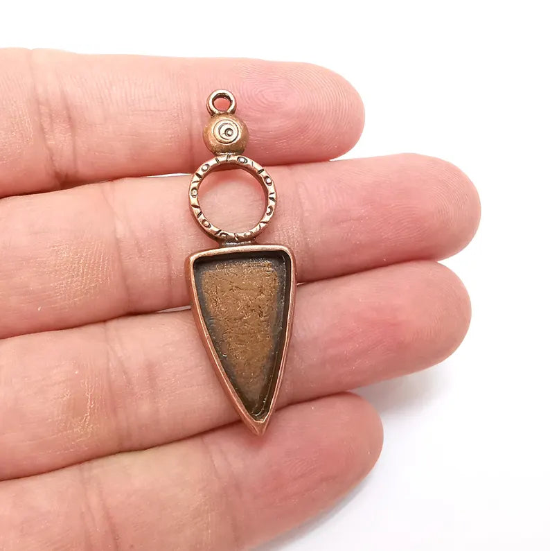 Copper Charms, Blank Charms, Rustic Charms, Earring Charms, Copper Pendant, Necklace Parts, Antique Copper Plated 50x16mm 23x13mm G36288