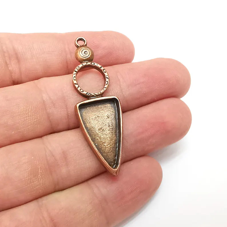Copper Charms, Blank Charms, Rustic Charms, Earring Charms, Copper Pendant, Necklace Parts, Antique Copper Plated 50x16mm 23x13mm G36288