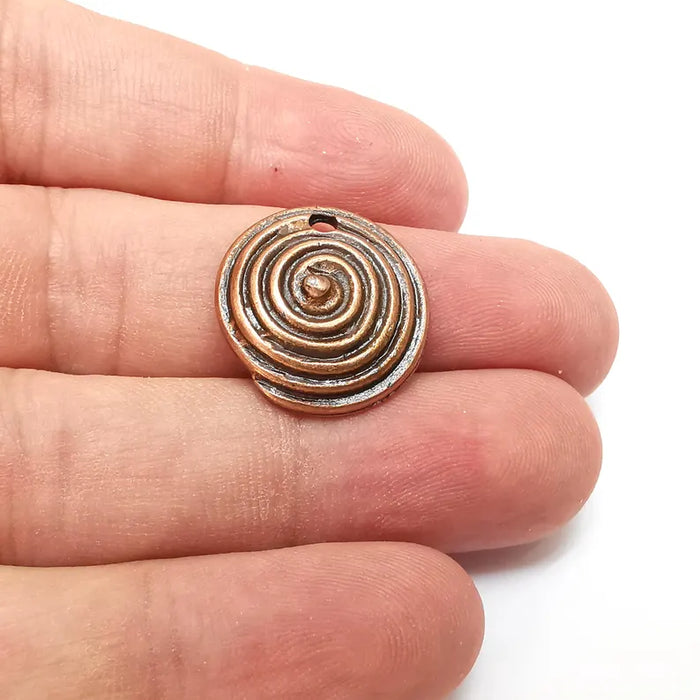 2 Copper Swirl Dangle Charms, Boho Charms, Rustic Charms, Earring Charms, Copper Pendant, Necklace Parts, Antique Copper Plated 21mm G36291