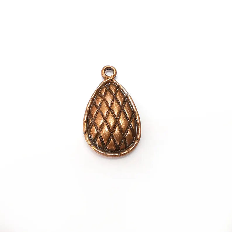 Drop Dangle Charms, Copper Boho Charms, Rustic Charms, Earring Charms, Copper Pendant, Necklace Parts, Antique Copper Plated 27x16mm G36294