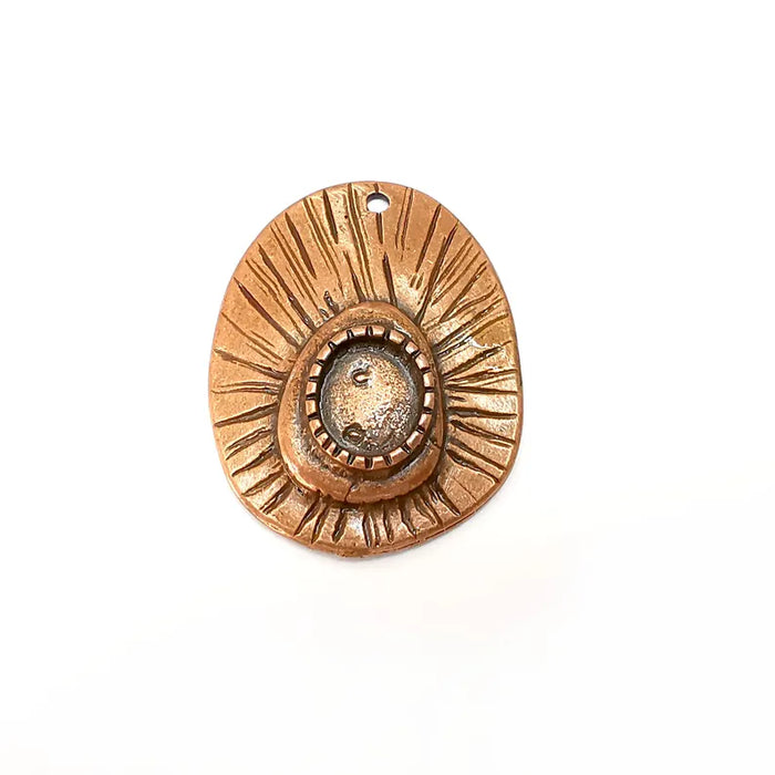 Copper Eye Charms, Blank Charms, Rustic Charms, Earring Charms, Copper Pendant, Necklace Parts, Antique Copper Plated 40x31mm 12x10mm G36295