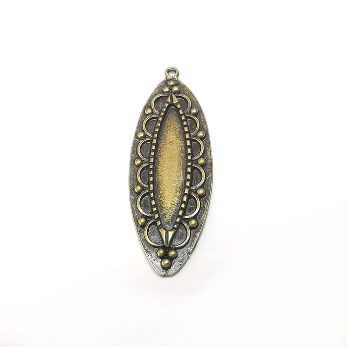Bronze Marquise Charms Blank, Charms Base, Cabochon Bezel, inlay Mounting, Resin Necklace, Antique Bronze plated 40x9mm blank G36323