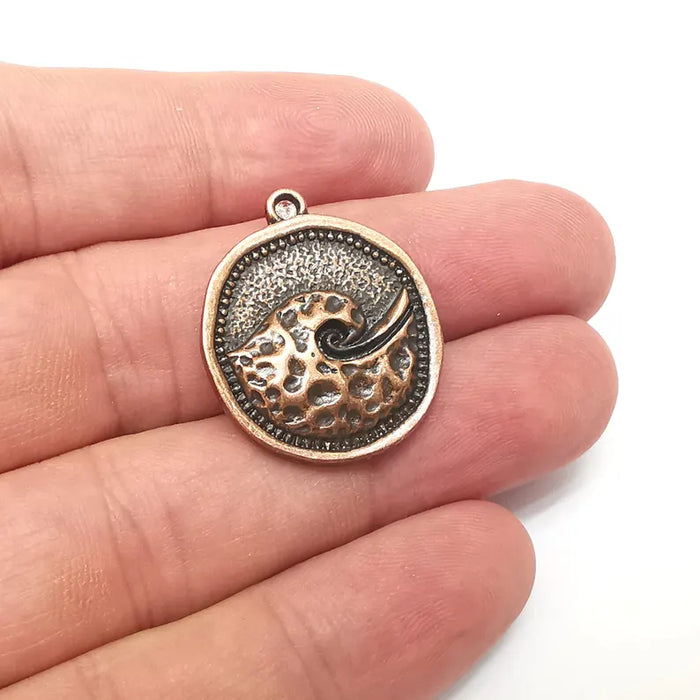 Wave Charms, Copper Tide Nautical Charms, Boho Charms, Earring Charms, Copper Pendant, Necklace Parts, Antique Copper Plated 29x24mm G36326