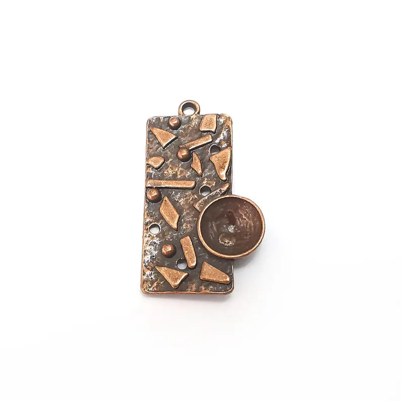 Copper Round Charms Blank, Charms Base, Cabochon Bezel, inlay Mounting, Resin Necklace, Antique Copper Plated 10mm blank G36328
