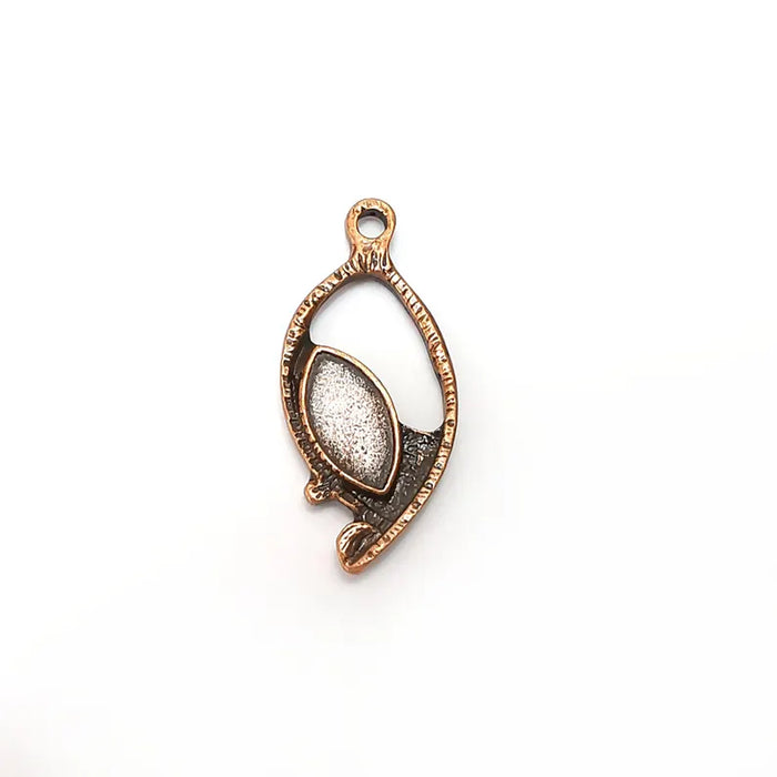 2 Leaf Charms, Oval Charms, Ethnic Earring Charms, Copper Rustic Pendant, Necklace Parts, Antique Copper Plated 33x15mm (12x6mm) G36347