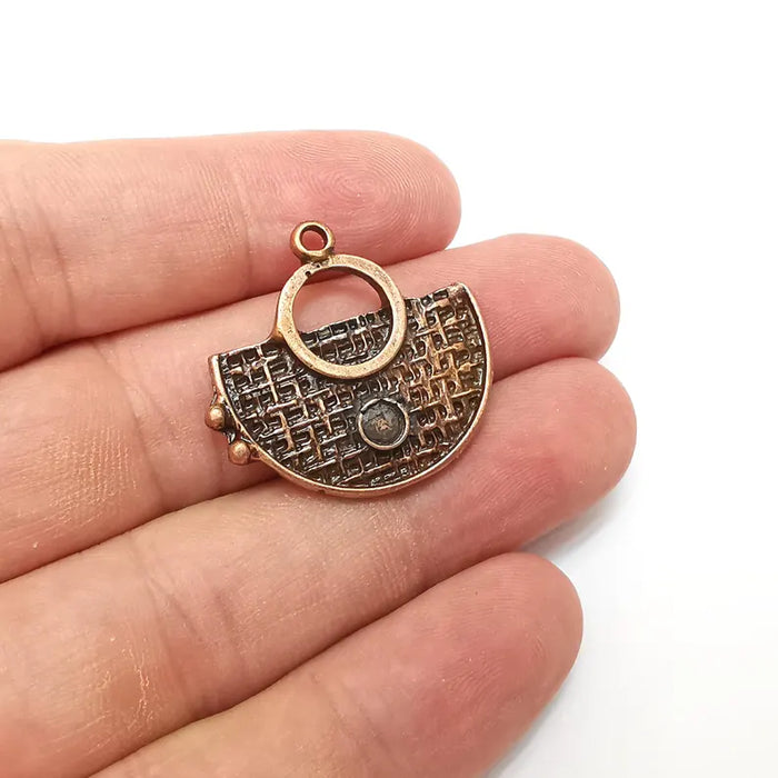 2 Copper Dangle Charms, Boho Charms, Rustic Charms, Earring Charms, Copper Pendant, Necklace Parts, Antique Copper Plated 30x28mm G36290