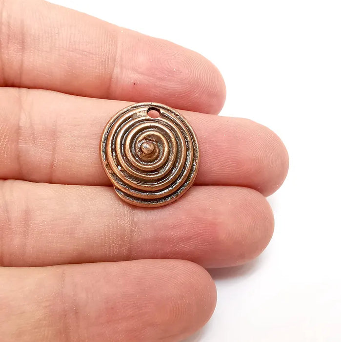 2 Copper Swirl Dangle Charms, Boho Charms, Rustic Charms, Earring Charms, Copper Pendant, Necklace Parts, Antique Copper Plated 21mm G36291