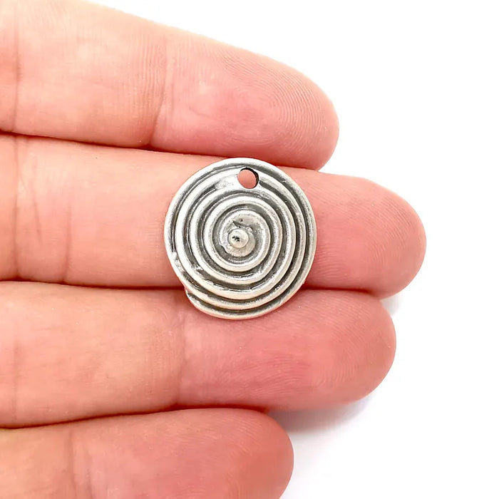 2 Silver Swirl Dangle Charms, Boho Charms, Rustic Charms, Earring Charms, Silver Pendant, Necklace Parts, Antique Silver Plated 21mm G36351