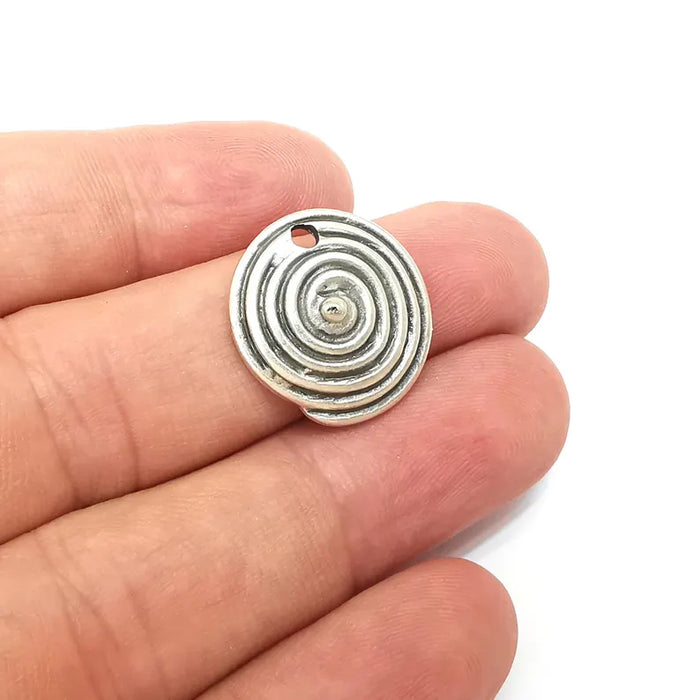 2 Silver Swirl Dangle Charms, Boho Charms, Rustic Charms, Earring Charms, Silver Pendant, Necklace Parts, Antique Silver Plated 21mm G36351