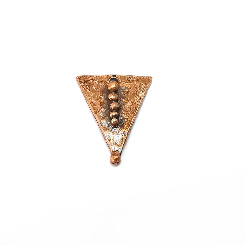 2 Copper Triangle Charms, Boho Charms, Rustic Charms, Earring Charms, Copper Pendant, Necklace Parts, Antique Copper Plated 24x20mm G36292