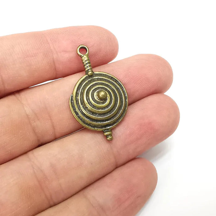 Bronze Swirl Charms, Boho Charms, Rustic Charms, Earring Charms, Bronze Pendant, Necklace Parts, Antique Bronze Plated 35x21mm G36363