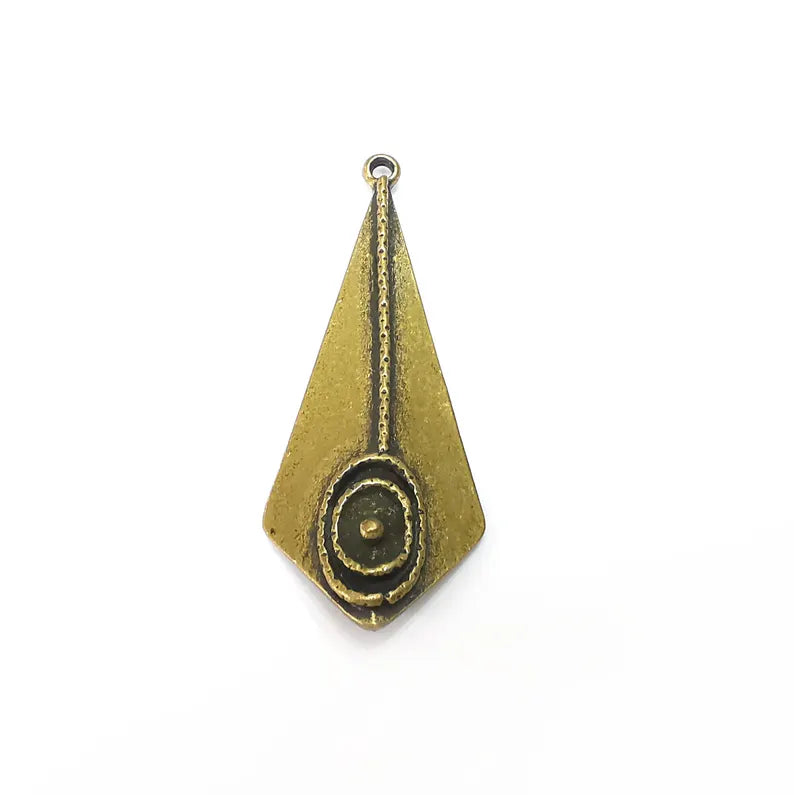Bronze Charms, Ethnic Charms, Boho Charms, Earring Charms, Bronze Pendant, Necklace Parts, Antique Bronze Plated 56x23mm G36369